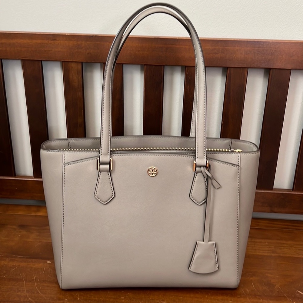 Tory Burch Robinson Small Tote - Gray Heron